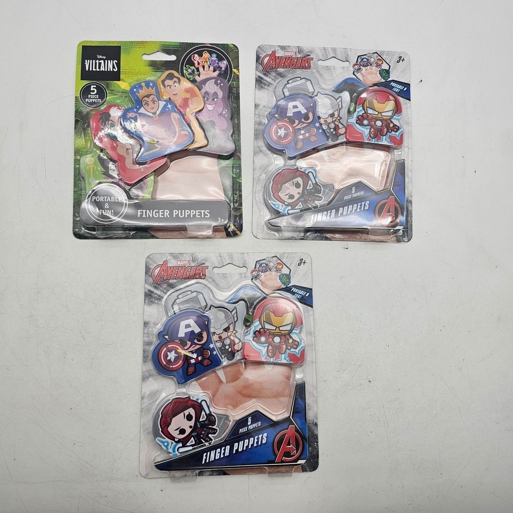 Marvel Avengers Disney Villains Finger Puppets Lot 3 Sealed 15 Puppets